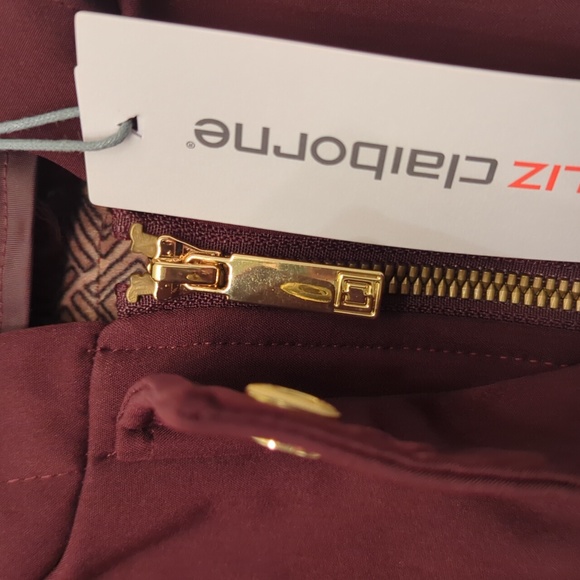 NWT LIZ CLAIBORNE WINE HOODED COAT JACKET GOLD HARDWARE - Picture 12 of 17